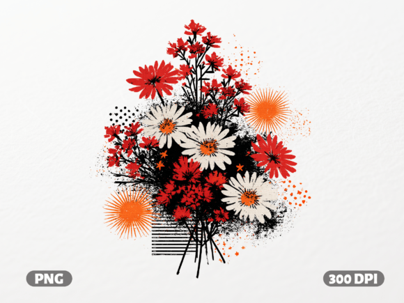 Abstract Floral Grunge Bouquet PNG: T-Shirt Graphics Review