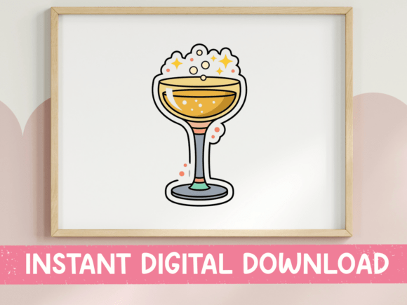 Champagne Coupe Glass Bubbles Sticker Graphics