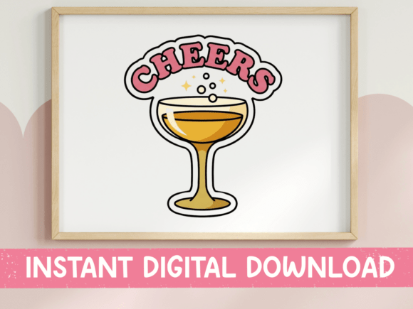Cheers Champagne Coupe Glass Design Graphics