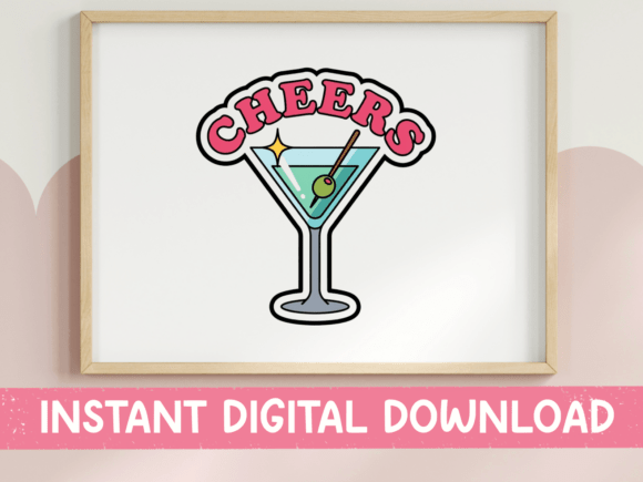 Cheers Martini Glass Cocktail Sticker Graphics
