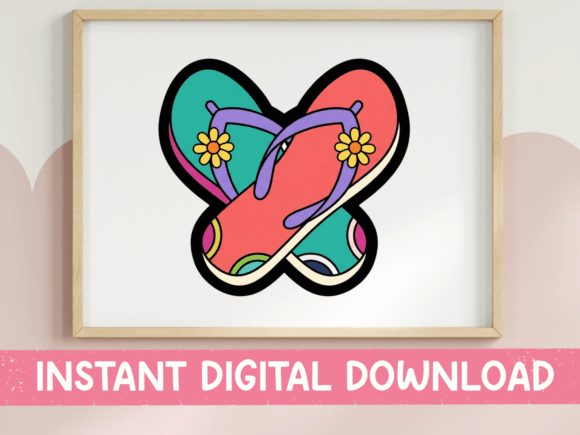 Colorful Flip Flop Heart Design: Graphics & T-Shirt Designs