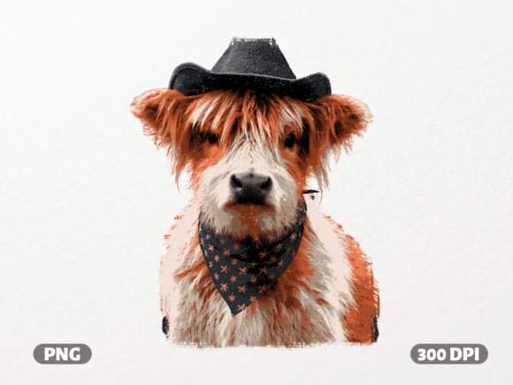 Cowboy Highland Cow PNG: Graphics & T-Shirt Designs
