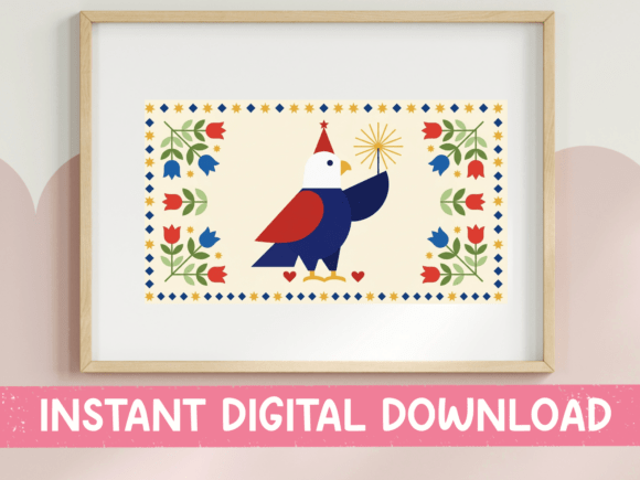 Folk Art Eagle Graphics for T-Shirt Designs