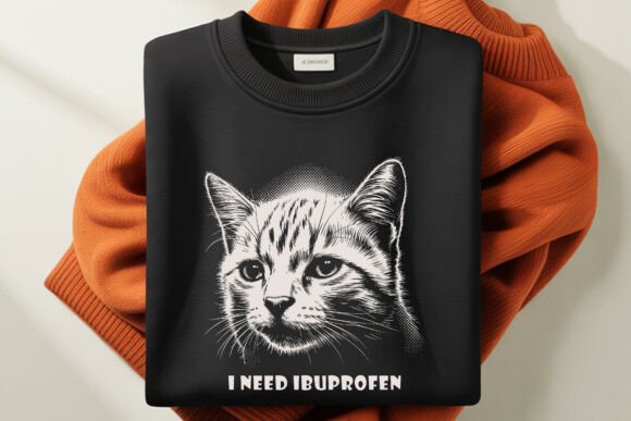 I Need Ibuprofen Funny Cat T-Shirt PNG Graphics