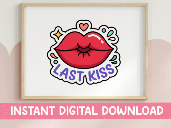 Last Kiss Red Lips Bachelorette Sticker Graphics & T-Shirt Designs