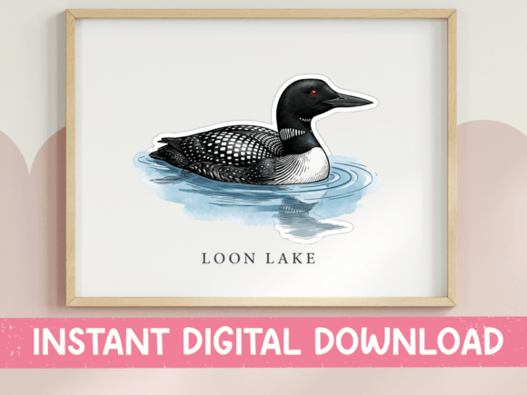 Loon Lake Vintage Bird Graphics & T-Shirt Designs