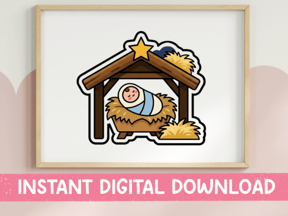 Nativity Scene Baby Sticker Graphics & T-Shirt Designs