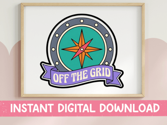 Off the Grid Compass: Graphics & T-Shirt Designs