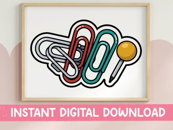 Paper Clips and Push Pin Sticker Design Review