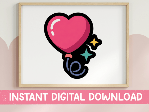 Pink Heart Balloon Sticker: Graphics for T-Shirt Designs