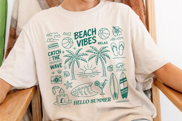 Retro Summer Doodle PNG: Graphics & T-Shirt Designs
