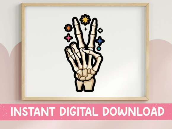 Skeleton Peace Sign Floral Design Graphics & T-Shirt Designs
