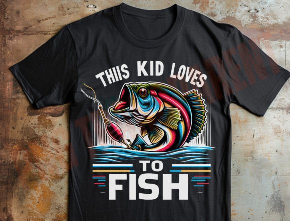 This Kid Loves to Fish Png: Graphics & T-Shirt Designs