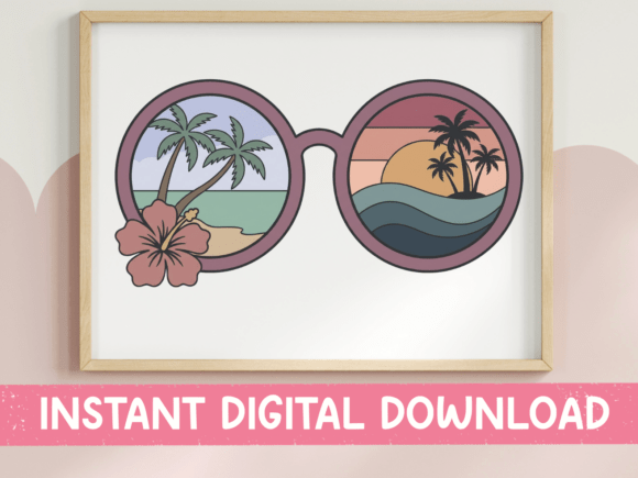 Tropical Sunglasses Beach Sunset SVG Graphics