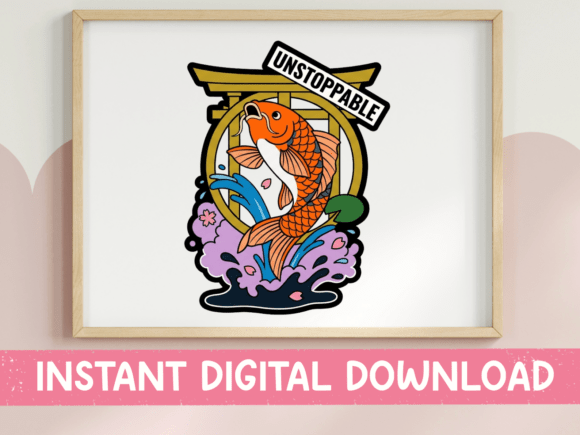 Unstoppable Koi Fish Torii Gate Graphics for T-Shirt Designs