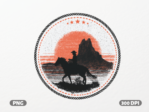 Western Cowboy Badge PNG: Graphics & T-Shirt Designs